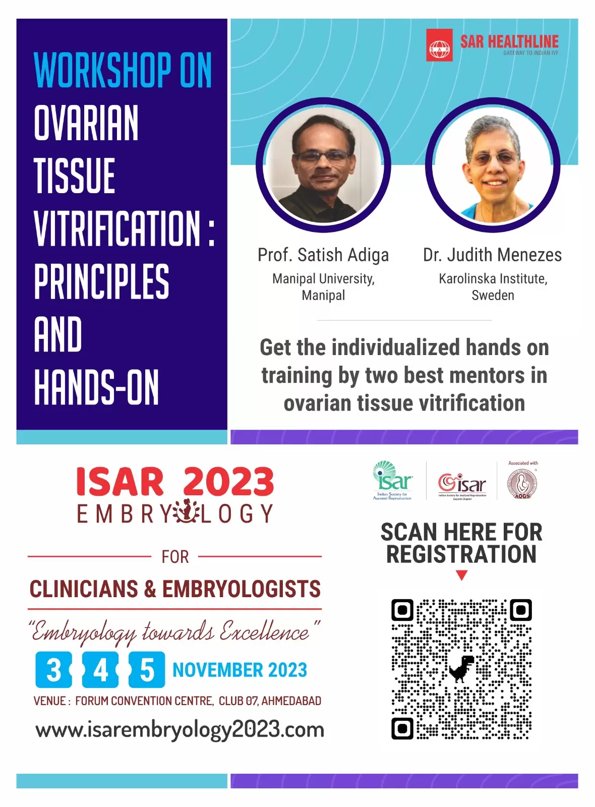 Workshop on ovarian tissue vitrification @Ahmedabad on 3,4,5 November 2023